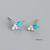 925 Sterling Silver Gem Geometric Earrings Ear Studs main image 1