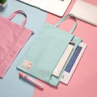 Solid Color Pp Cotton Class Learning School Cartoon Style Pastoral Solid Color Stationery Storage Bag main image 2