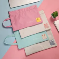 Solid Color Pp Cotton Class Learning School Cartoon Style Pastoral Solid Color Stationery Storage Bag main image 4