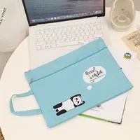 Solid Color Pp Cotton Class Learning School Cartoon Style Pastoral Solid Color Stationery Storage Bag sku image 1