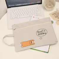 Solid Color Pp Cotton Class Learning School Cartoon Style Pastoral Solid Color Stationery Storage Bag sku image 2