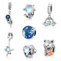 1 Piece 925 Sterling Silver Artificial Gemstones Cartoon Astronaut Charms Jewelry Accessories main image 1