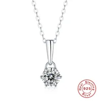 925 Sterling Silver Moissanite Cable Chain GRA Plating Inlay Round Pendant Necklace main image 2