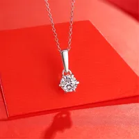 925 Sterling Silver Moissanite Cable Chain GRA Plating Inlay Round Pendant Necklace main image 1