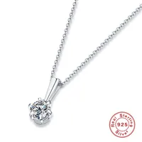 925 Sterling Silver Moissanite Cable Chain GRA Plating Inlay Round Pendant Necklace main image 5