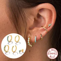 1 Set 925 Sterling Silver Turquoise Round Earrings main image 4
