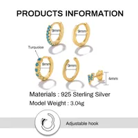 1 Set 925 Sterling Silver Turquoise Round Earrings main image 5