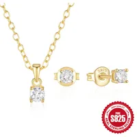 Simple Style Classic Style Round Sterling Silver Plating Inlay Zircon Women's Earrings Necklace main image 1