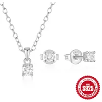 Simple Style Classic Style Round Sterling Silver Plating Inlay Zircon Women's Earrings Necklace sku image 1