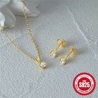 Simple Style Classic Style Round Sterling Silver Plating Inlay Zircon Women's Earrings Necklace main image 4