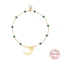 Simple Style Geometric Sterling Silver Plating Inlay Chalcedony Pearl Bracelets main image 1
