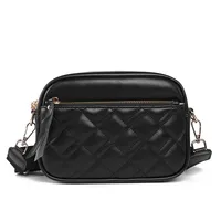 Women's Medium Pu Leather Solid Color Lingge Basic Classic Style Square Zipper Shoulder Bag Crossbody Bag Square Bag main image 5