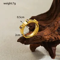 Simple Style Geometric Solid Color Stainless Steel Plating Inlay Zircon 18k Gold Plated Rings main image 6