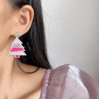 1 Pair Simple Style Classic Style Christmas Tree Polishing Epoxy Plating Arylic Plastic Silver Plated Drop Earrings main image 1