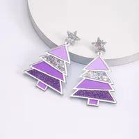 1 Pair Simple Style Classic Style Christmas Tree Polishing Epoxy Plating Arylic Plastic Silver Plated Drop Earrings main image 6
