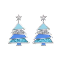 1 Pair Simple Style Classic Style Christmas Tree Polishing Epoxy Plating Arylic Plastic Silver Plated Drop Earrings sku image 1