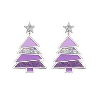 1 Pair Simple Style Classic Style Christmas Tree Polishing Epoxy Plating Arylic Plastic Silver Plated Drop Earrings sku image 2