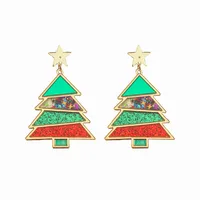1 Pair Simple Style Classic Style Christmas Tree Polishing Epoxy Plating Arylic Plastic Silver Plated Drop Earrings sku image 3