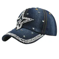 Women's Lady Simple Style Star Rhinestone Curved Eaves Baseball Cap main image 2