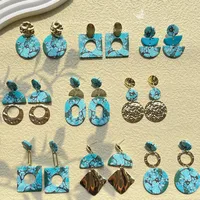 1 Pair Pastoral Classic Style Round Dots Ditsy Floral Plating Alloy Soft Clay 14k Gold Plated Drop Earrings main image 1
