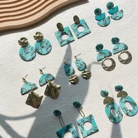1 Pair Pastoral Classic Style Round Dots Ditsy Floral Plating Alloy Soft Clay 14k Gold Plated Drop Earrings main image 3