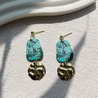 1 Pair Pastoral Classic Style Round Dots Ditsy Floral Plating Alloy Soft Clay 14k Gold Plated Drop Earrings sku image 1