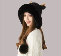 Women's Cartoon Style Cute Simple Style Deer Pom Poms Ear Warap Wool Cap sku image 1