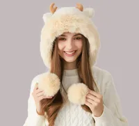 Women's Cartoon Style Cute Simple Style Deer Pom Poms Ear Warap Wool Cap sku image 2