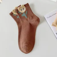 Women's Sweet Flower Cotton Crew Socks A Pair sku image 2