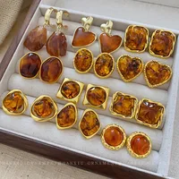 1 Pair Vintage Style Square Oval Heart Shape Plating Alloy Ear Studs main image 3