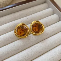1 Pair Vintage Style Square Oval Heart Shape Plating Alloy Ear Studs sku image 5