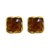 1 Pair Vintage Style Square Oval Heart Shape Plating Alloy Ear Studs main image 4