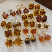 1 Pair Vintage Style Square Oval Heart Shape Plating Alloy Ear Studs main image 1