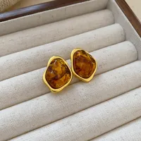 1 Pair Vintage Style Square Oval Heart Shape Plating Alloy Ear Studs sku image 3