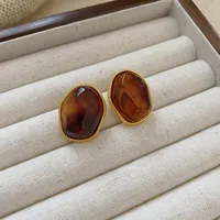 1 Pair Vintage Style Square Oval Heart Shape Plating Alloy Ear Studs sku image 6