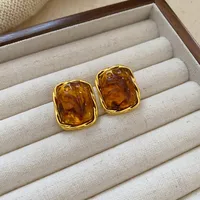 1 Pair Vintage Style Square Oval Heart Shape Plating Alloy Ear Studs sku image 4
