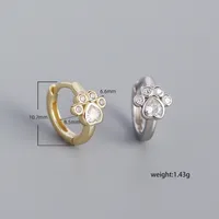 S925 Silver Pet Cat Footprints Zircon Ear Buckle Wholesale Nihaowholesale main image 2