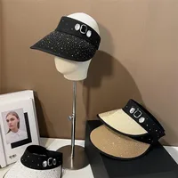 Women's Basic Solid Color Rhinestone Wide Eaves Sun Hat main image 2