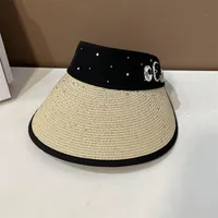 Women's Basic Solid Color Rhinestone Wide Eaves Sun Hat main image 3