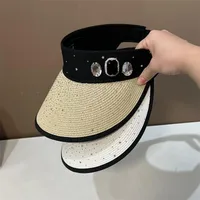 Women's Basic Solid Color Rhinestone Wide Eaves Sun Hat main image 4