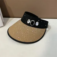Women's Basic Solid Color Rhinestone Wide Eaves Sun Hat sku image 2
