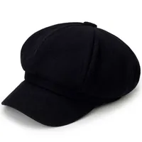 Women's Retro British Style Solid Color Curved Eaves Beret Hat sku image 2