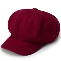 Women's Retro British Style Solid Color Curved Eaves Beret Hat sku image 3