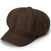 Women's Retro British Style Solid Color Curved Eaves Beret Hat sku image 4