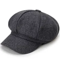Women's Retro British Style Solid Color Curved Eaves Beret Hat sku image 7