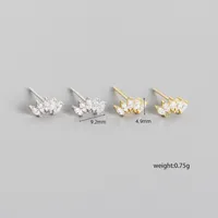 Yhe0290 S925 Sterling Silver Geometric Horse Eye Inlaid Stone Personality Stacking Earrings main image 2