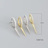 Yhe0267 Foreign Trade Cross-border Light Luxury Earrings S925 Sterling Silver Ins Geometric Long  Minimalist Ear Clip Earrings For Women main image 2