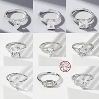 925 Sterling Silver Zircon Square Heart Shape Rings main image 1