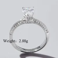 925 Sterling Silver Zircon Square Heart Shape Rings sku image 18