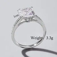 925 Sterling Silver Zircon Square Heart Shape Rings sku image 21